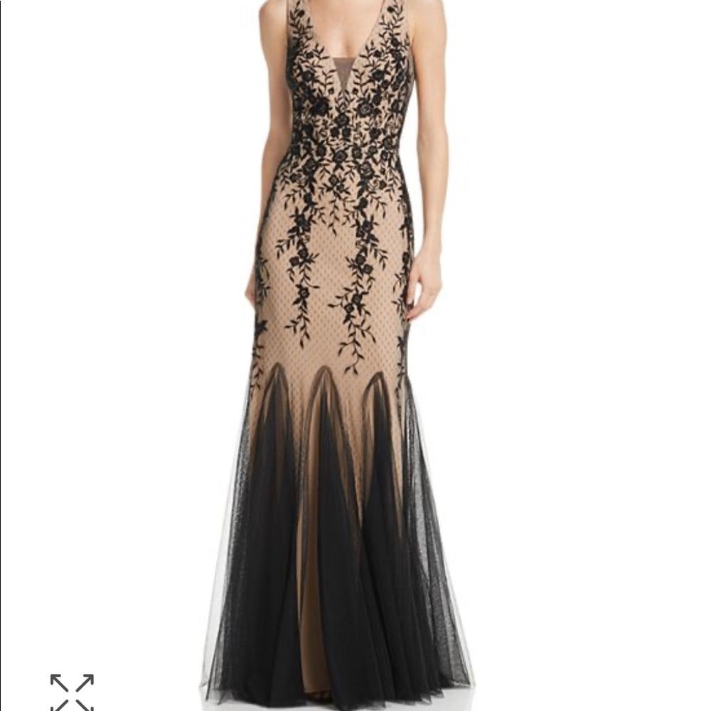 Aqua Embroidered Lace Gown